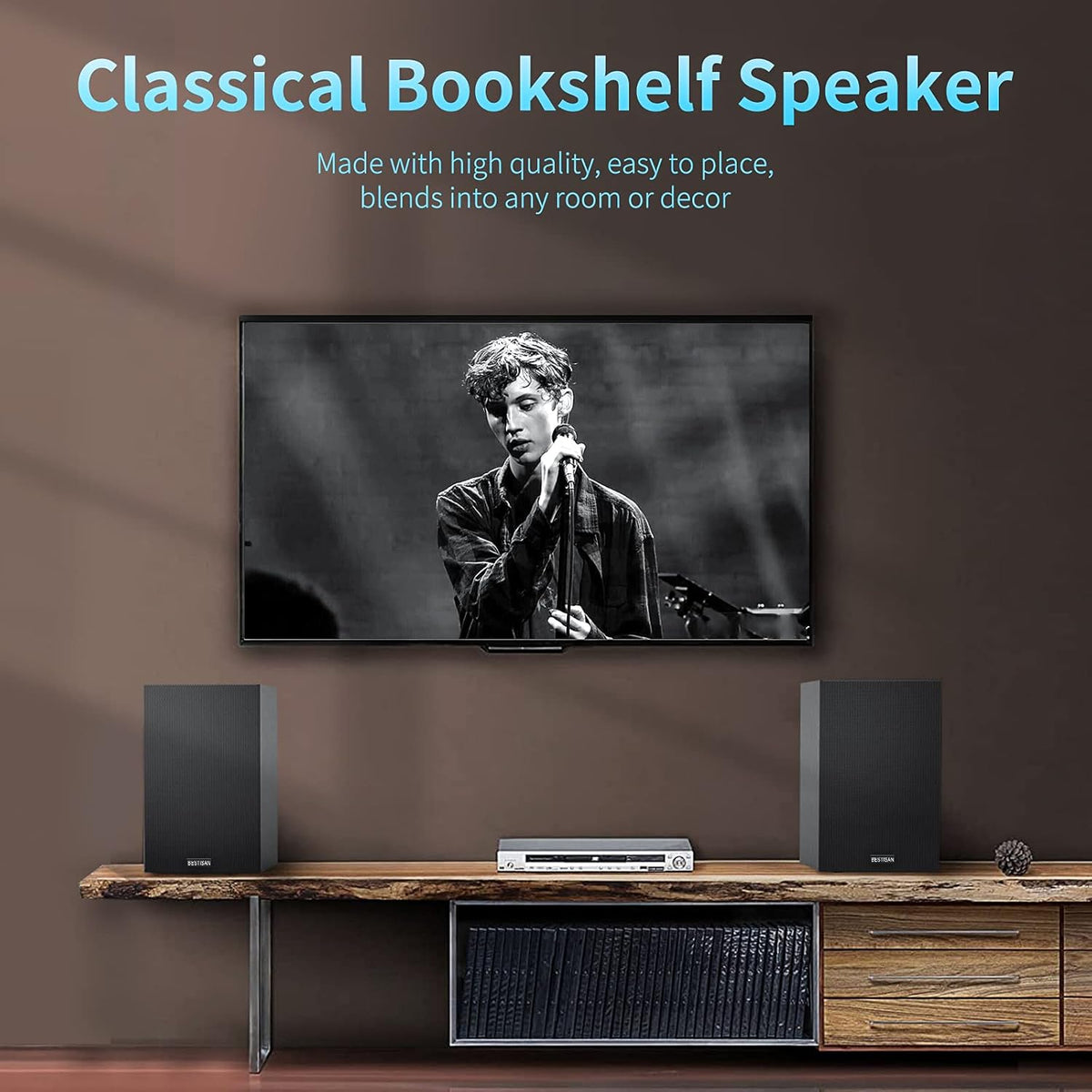 4 Inch Powered Bookshelf Speakers Set of 2 Black P12564