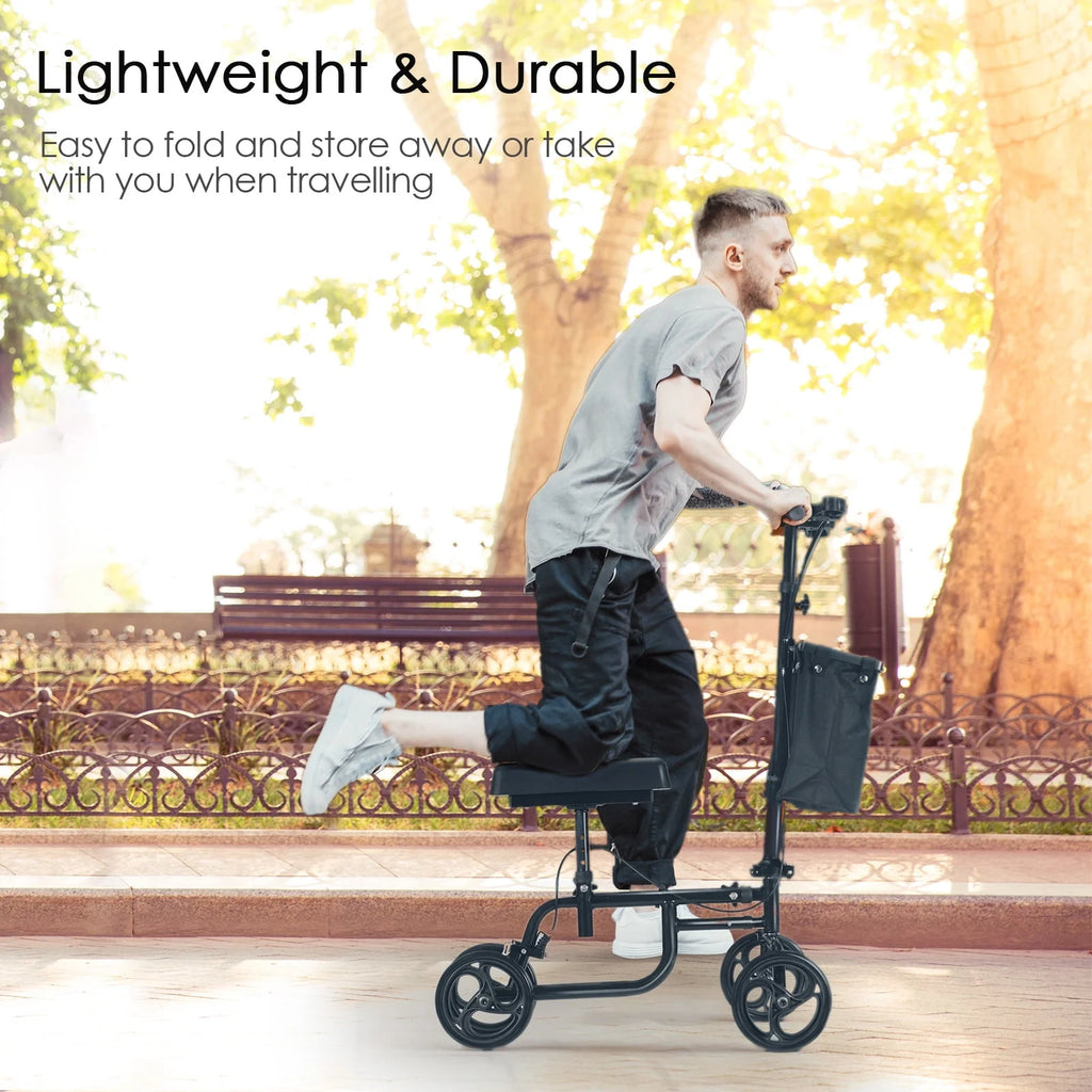 Steerable Knee Walker with Dual Braking System & Storage Basket Z484613