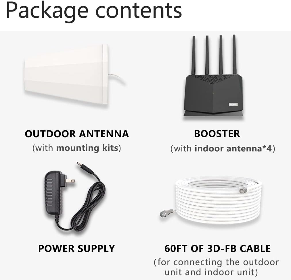 Cell Phone Signal Booster Kit, Up to 5,000 sq ft, 2G/3G/4G/5G LTE A844335