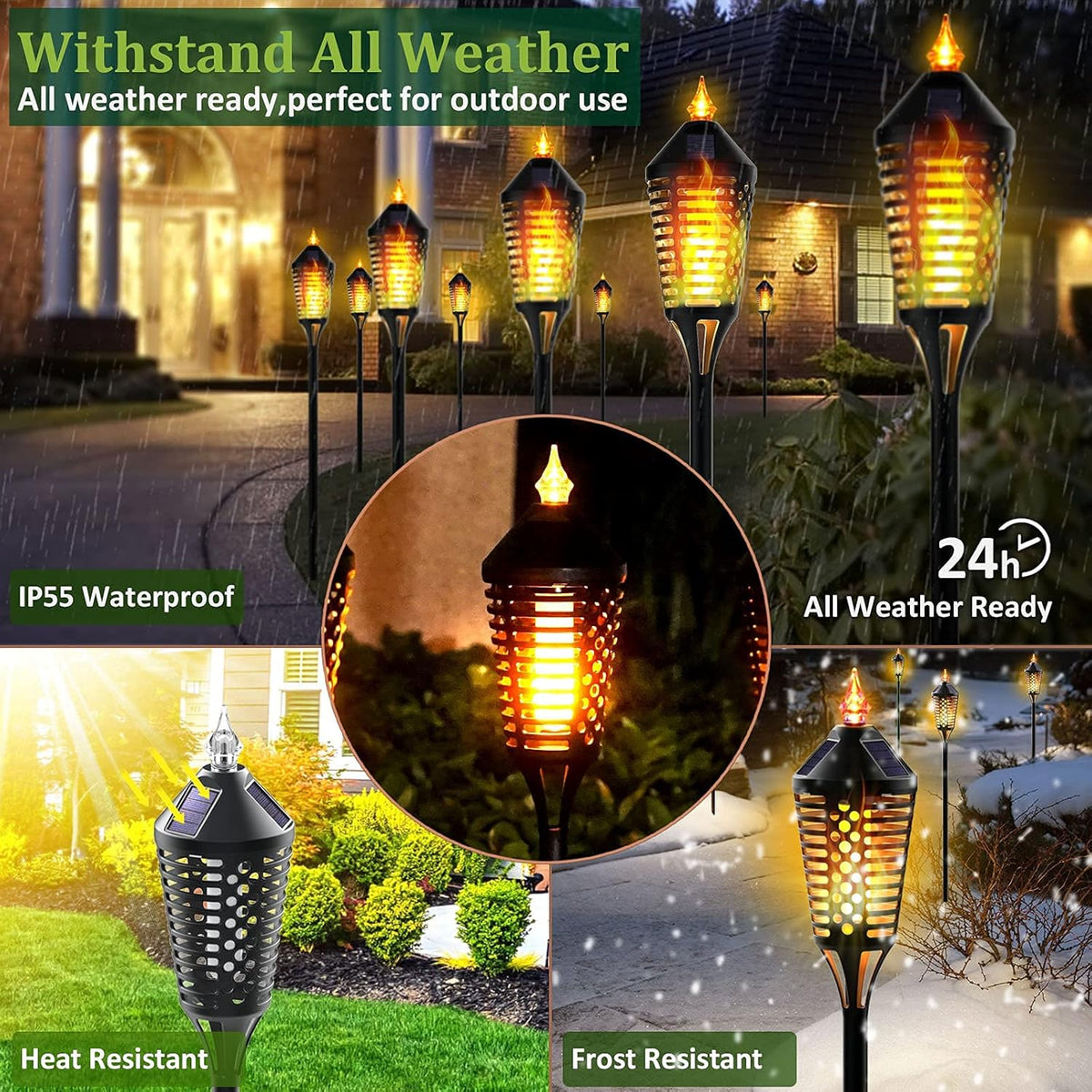 40 Outdoor Waterproof Solar Torch Lights, 6 Pack B60878