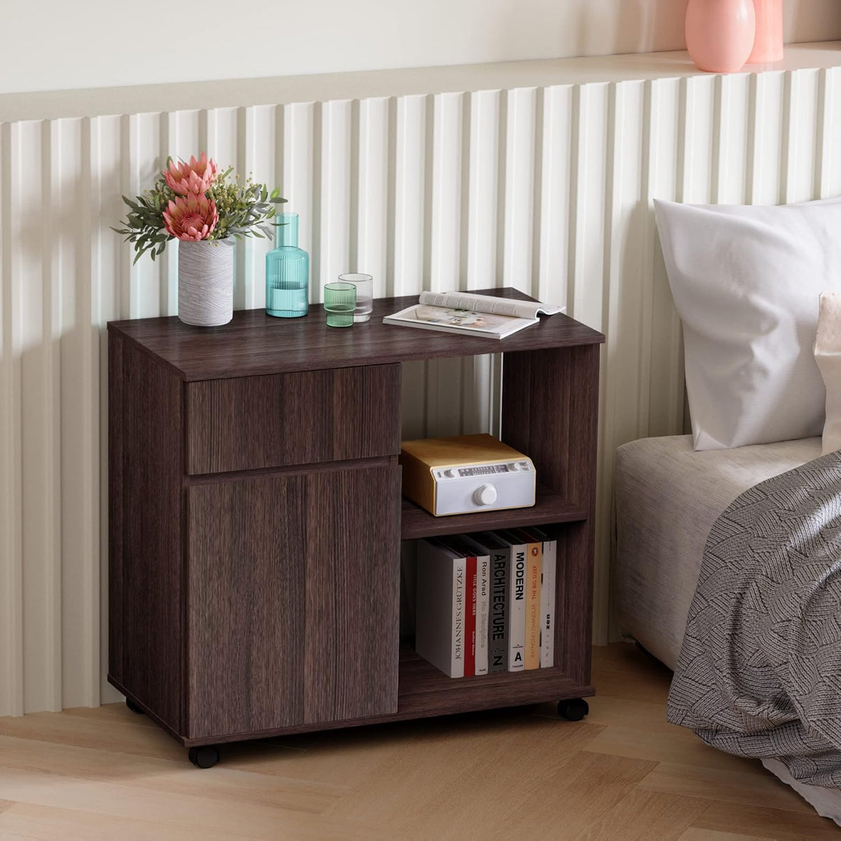 Wood File Cabinet with Storage Shelves E8128