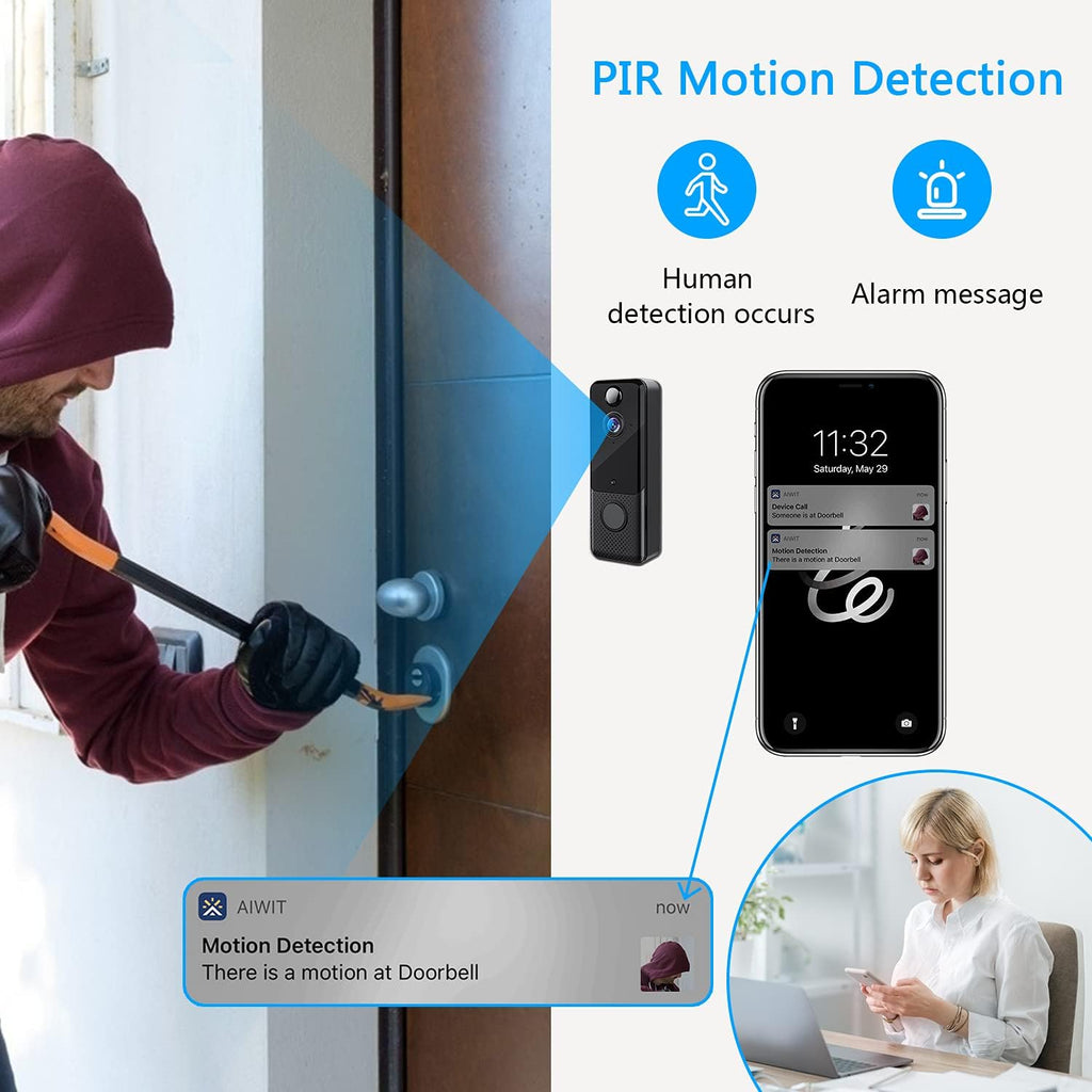 Video Doorbell Camera 1080P Wireless Door Bell with Chime T4020