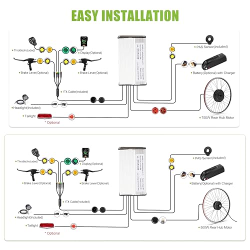 48V 500W 750W Rear Hub Motor Electric Bike Conversion Kit X4095