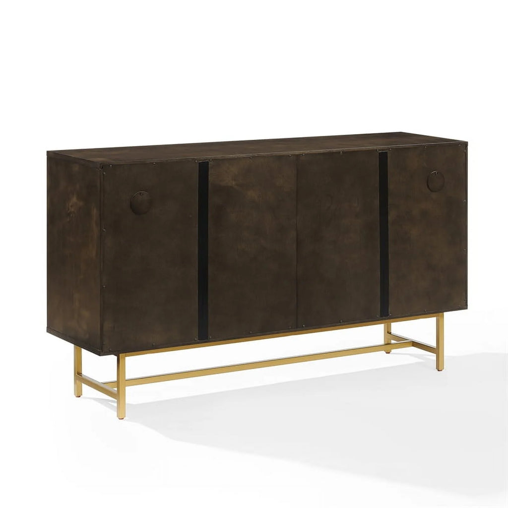 Dark Brown/Gold Wood/Steel Sideboard E3560