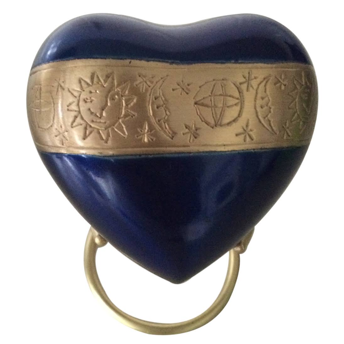 Blue Heart Keepsake Urn with Stand & Velvet Box K84516