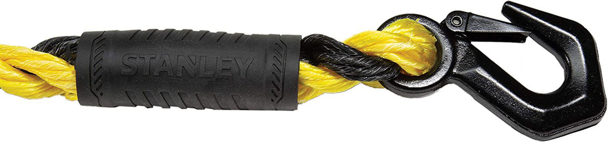Black/Yellow 5/8" x 15' Poly-Blend Braided Tow Rope with Heavy Duty Tri-Hook F78090