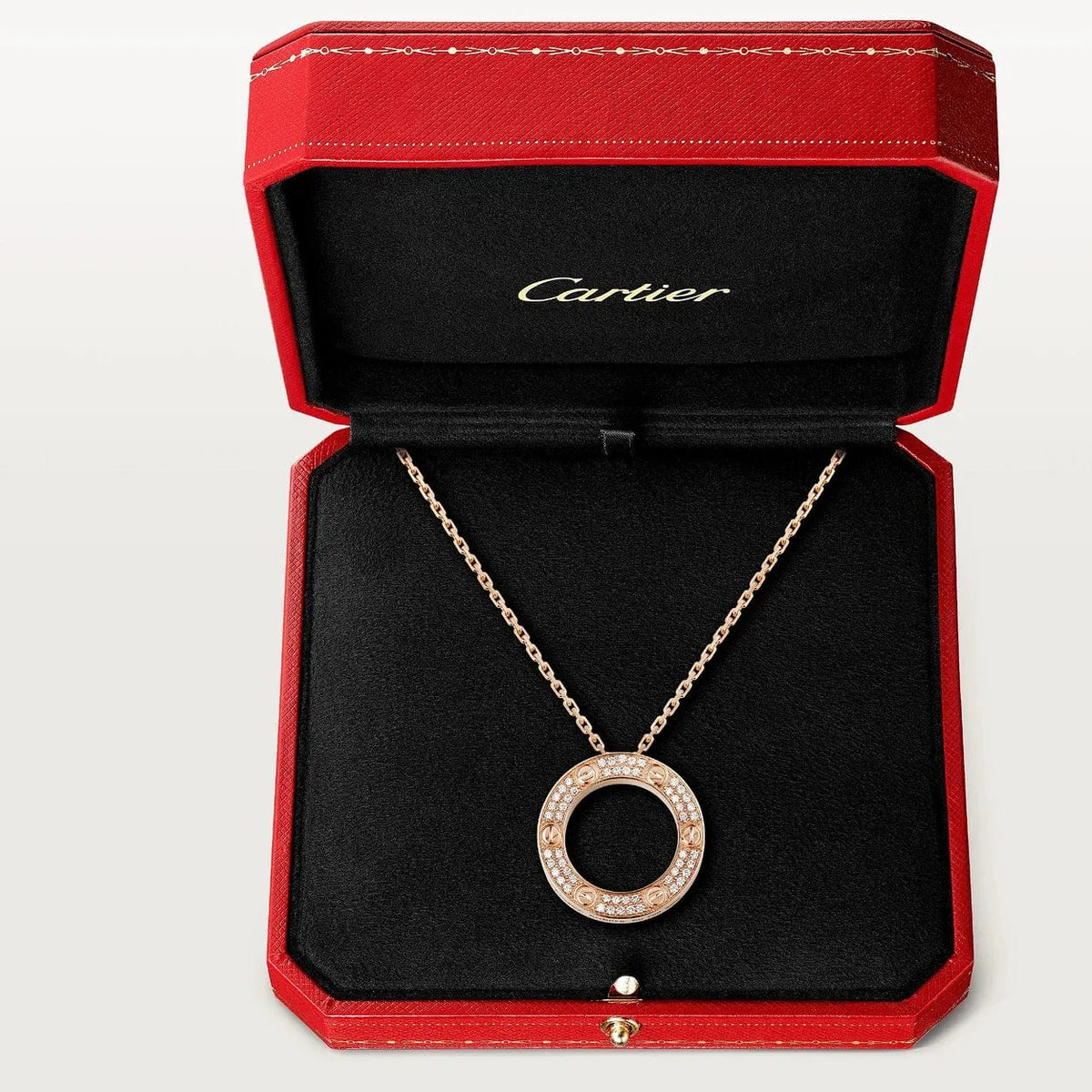 Screw Love Necklace With Diamond Paved T9286