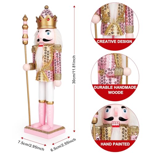 Pink Wooden Nutcracker Figure, 12” V101