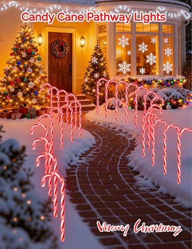 24 Pack Solar Christmas Candy Cane Lights with 168 Warm Lights L53098