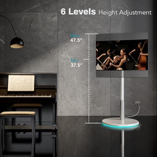 Mobile TV Stand with Power Outlet, Rolling TV Cart for 27-65 Inch Monitors, Height Adjustment, Ambient Lighting P167