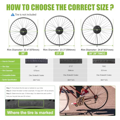 48V 500W 750W Rear Hub Motor Electric Bike Conversion Kit X4095