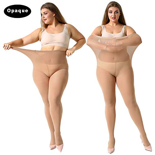 2 Pairs Control Top High Waist Plus Size Tights D917726