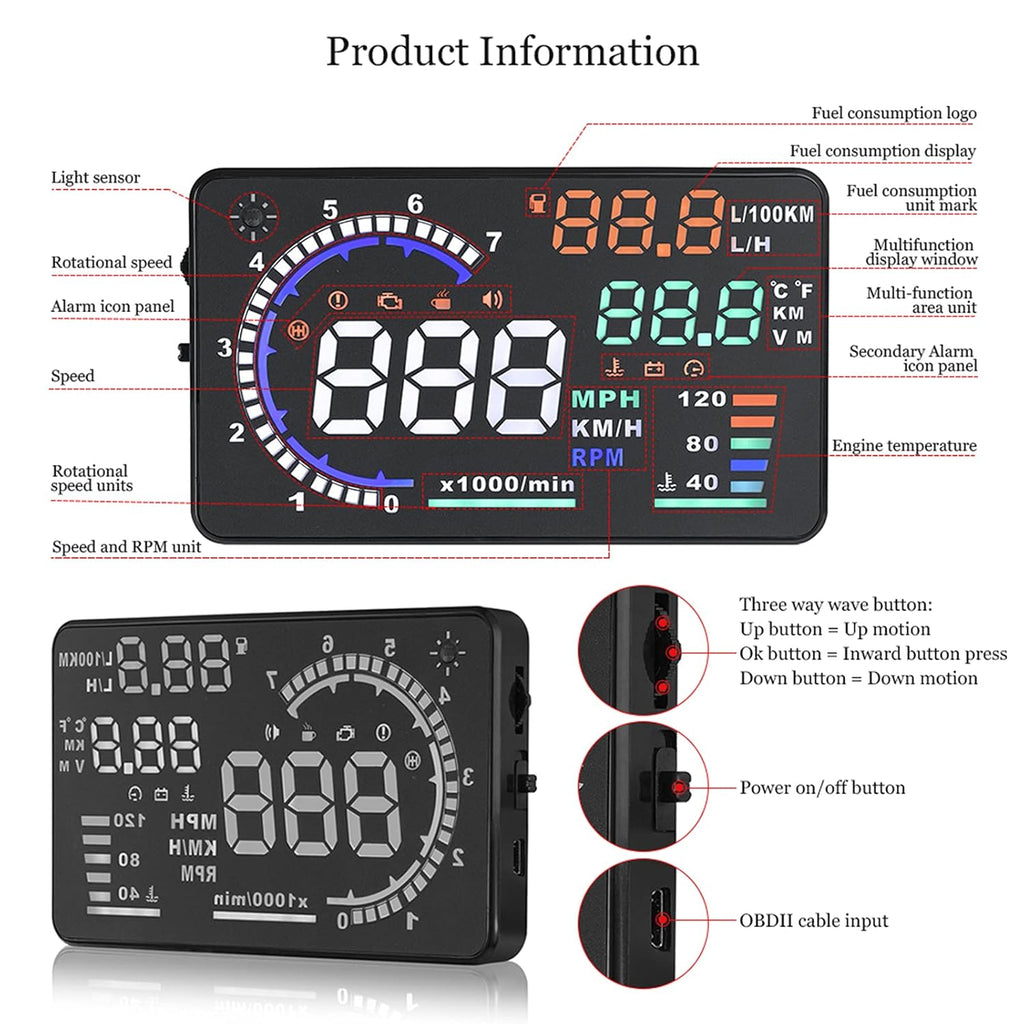 5.5 inches Multi Color Car HUD Head up Display O404630