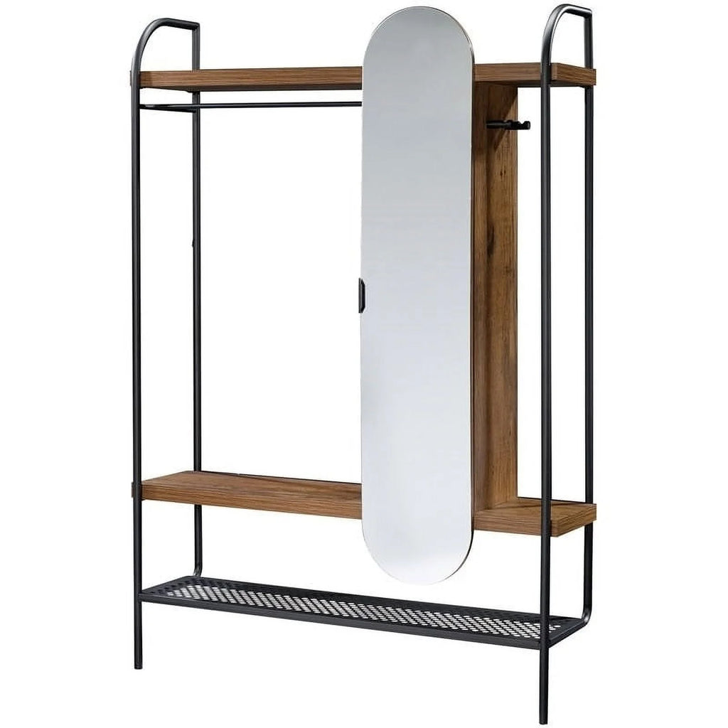 Modern Metal Hanging Wardrobe in Vintage Oak W9727