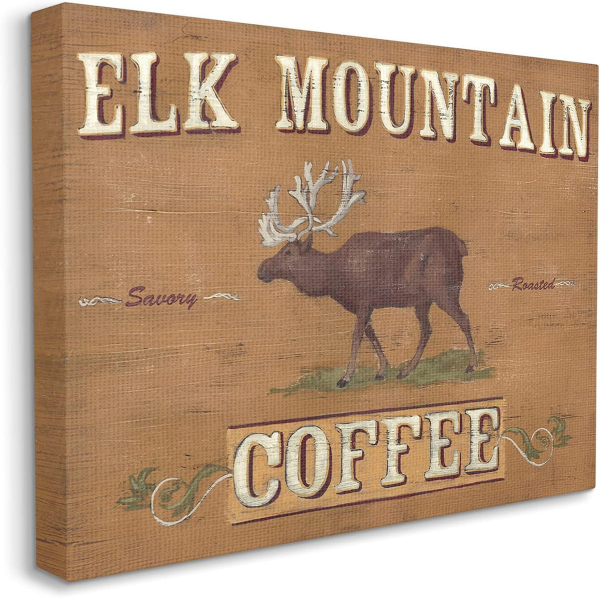 Antique Elk Mountain Coffee Kitchen Sign Canvas Wall Art T265633