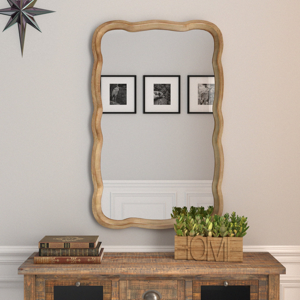 Curved Wood Frame Accent Mirror W849179
