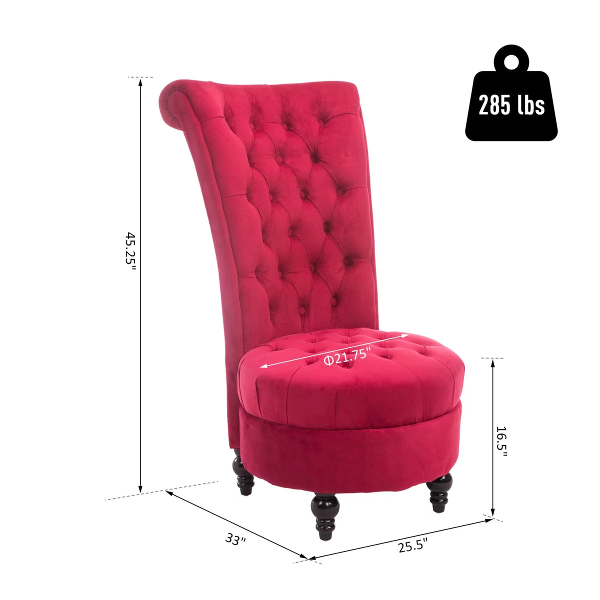 Retro High Back Armless Upholstered Tufted Accent Chair M194