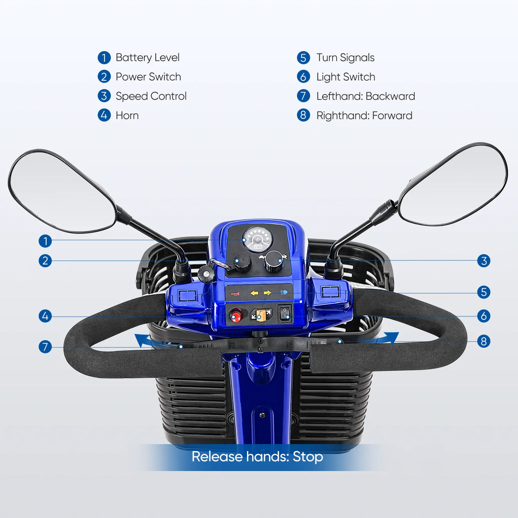 4 Wheel Electric Powered Mobility Scooter Blue R101