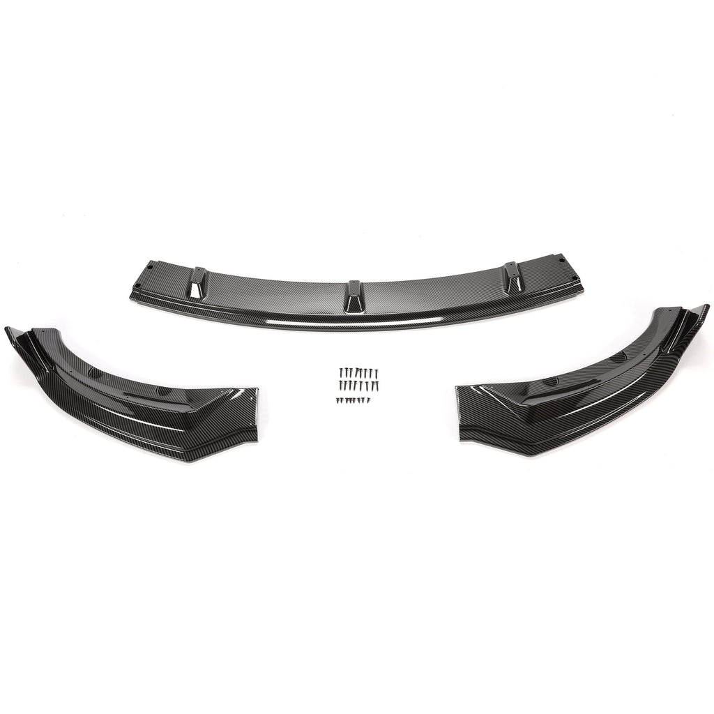 Carbon Fiber Printing Front Bumper Lower Lip Splitter Kit 3PCS I738