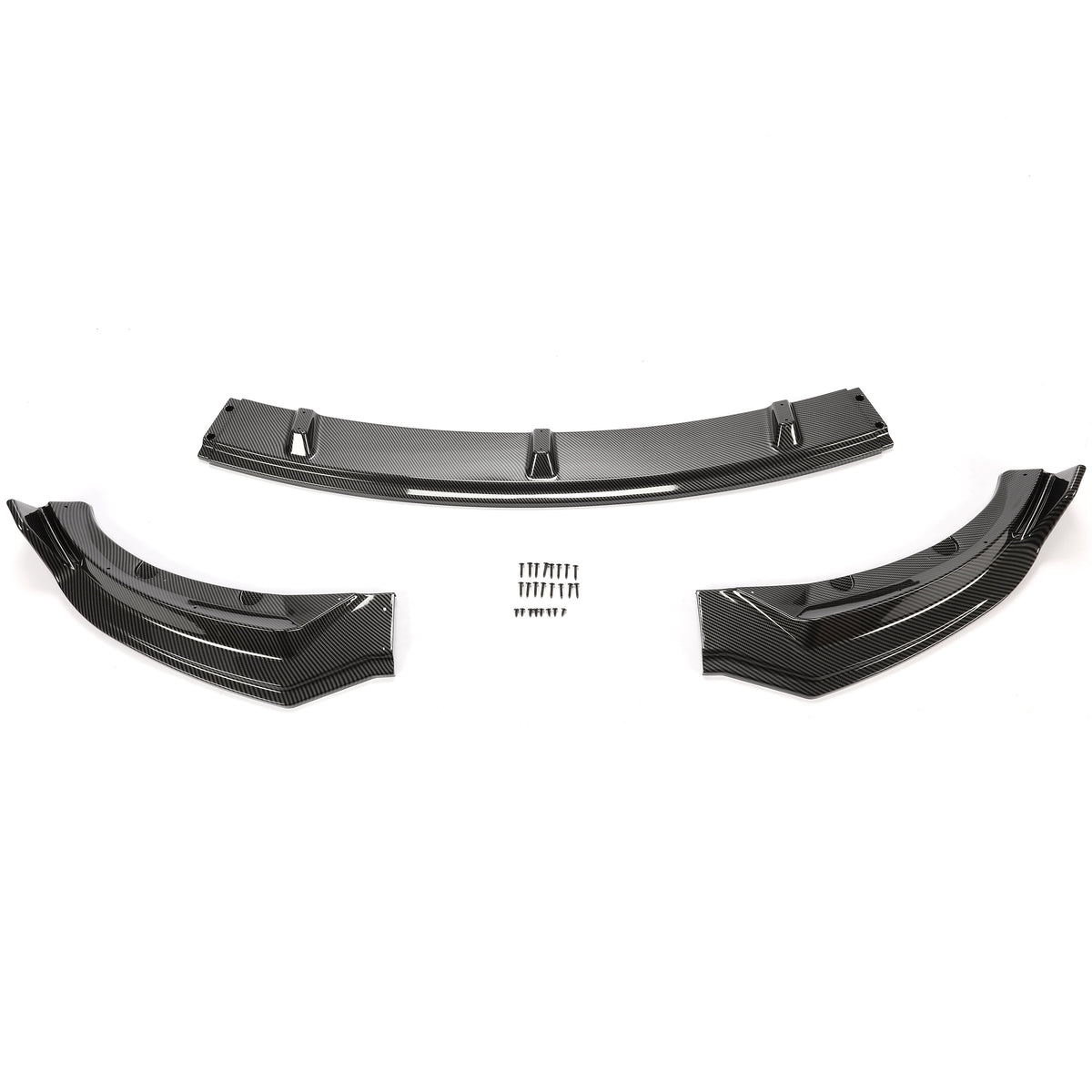 Carbon Fiber Printing Front Bumper Lower Lip Splitter Kit 3PCS I738