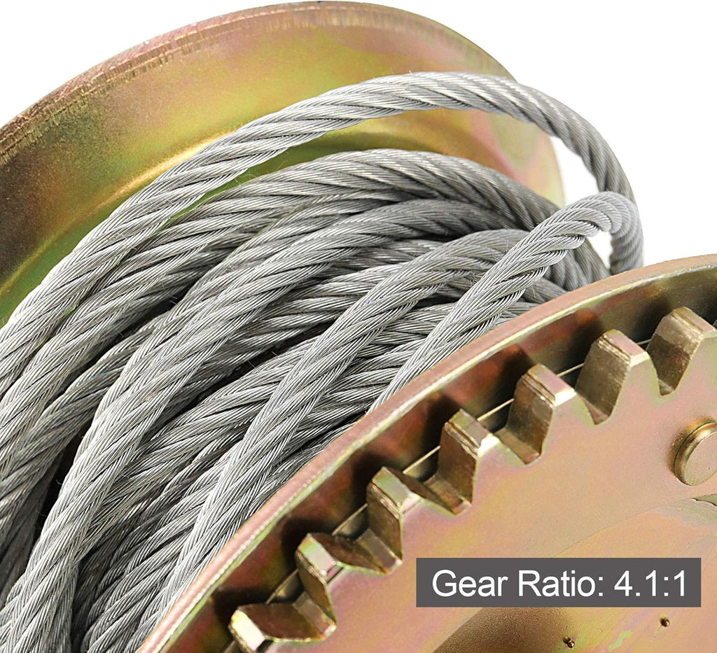 1600lbs Capacity Heavy Duty Hand Winch with 49FT Steel Cable, Pack of 2 Y5886