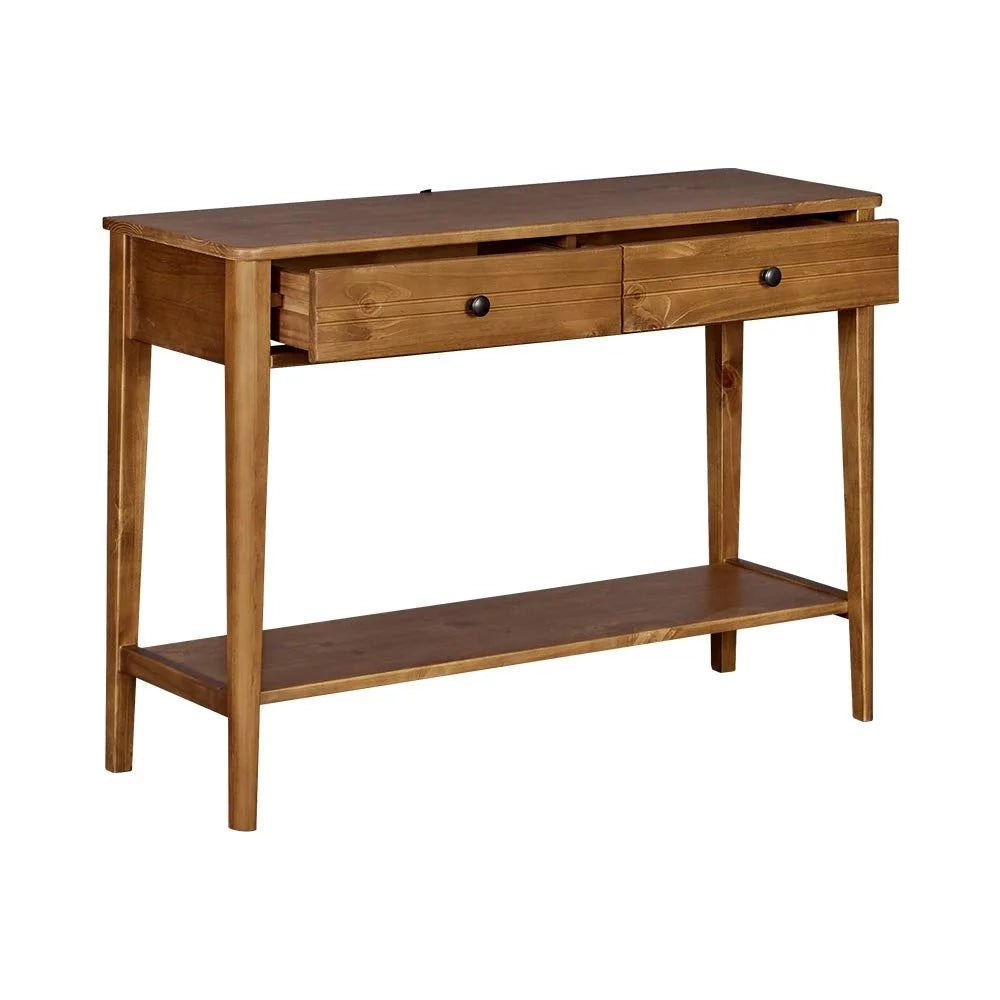 Mid Century Modern Wooden Console Table with Two Drawers Y612749