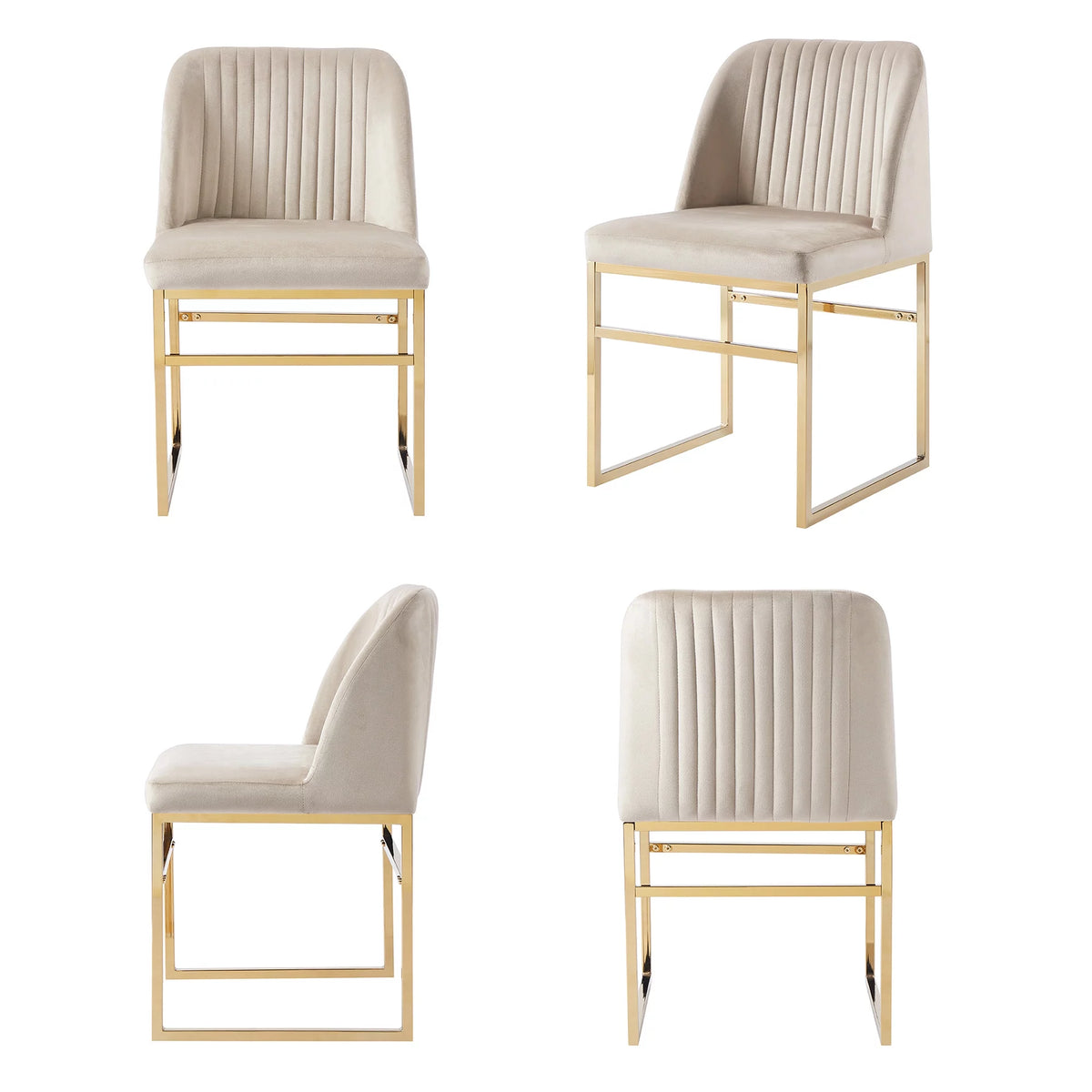 Set of 2 Upholstered Velvet Dining Chairs with Gold Metal Base J844732