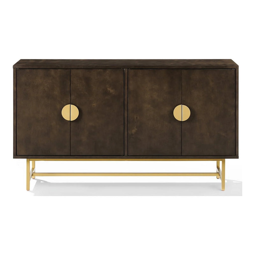 Dark Brown/Gold Wood/Steel Sideboard E3560