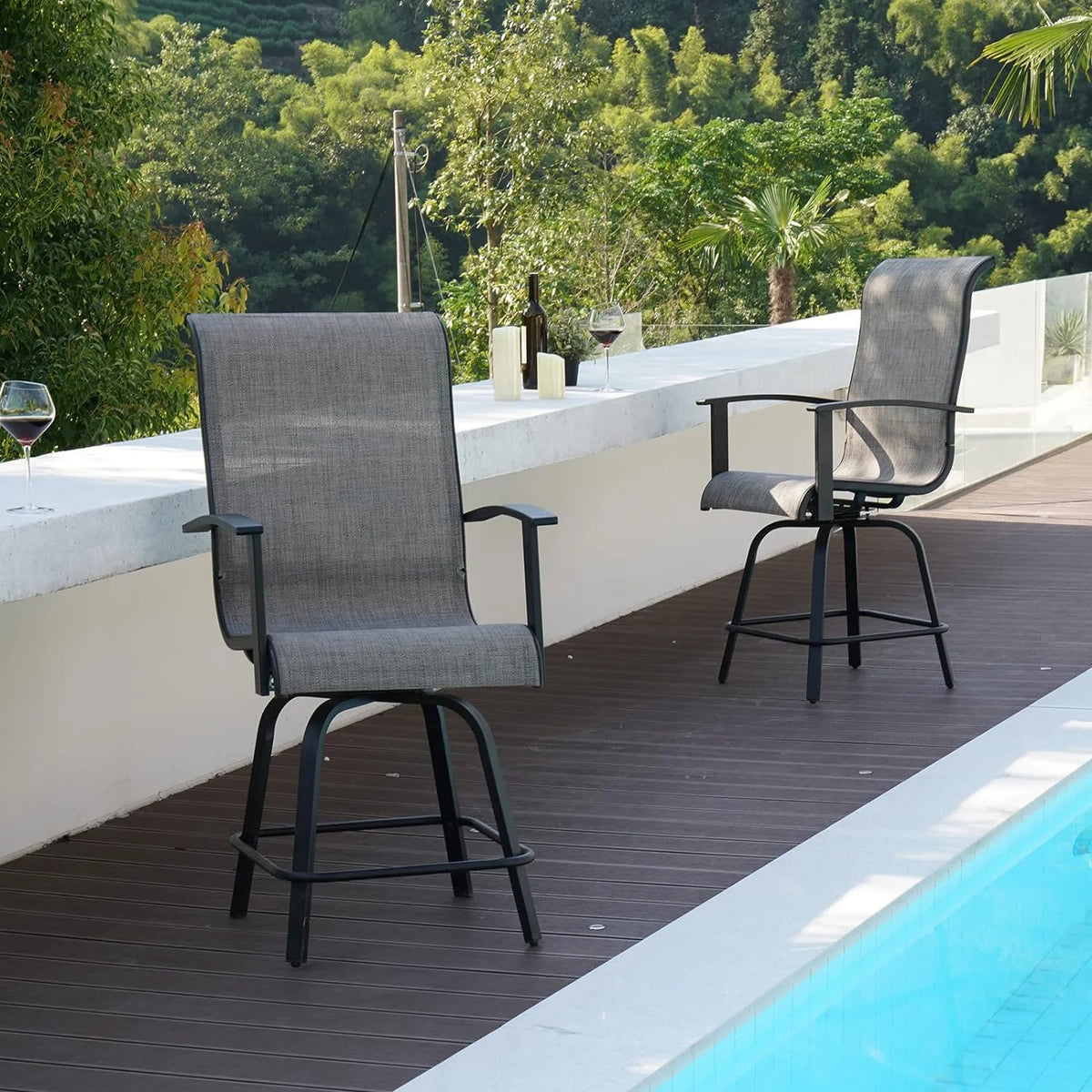 Outdoor Swivel Bar Chairs Set of 6 Q43511