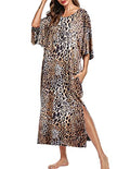 Women's Short Sleeve Maxi Lounge Dress with Pockets Q743