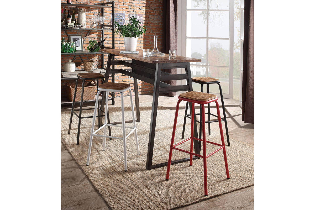 Natural & Black Bar Stool Set of 2 U7523