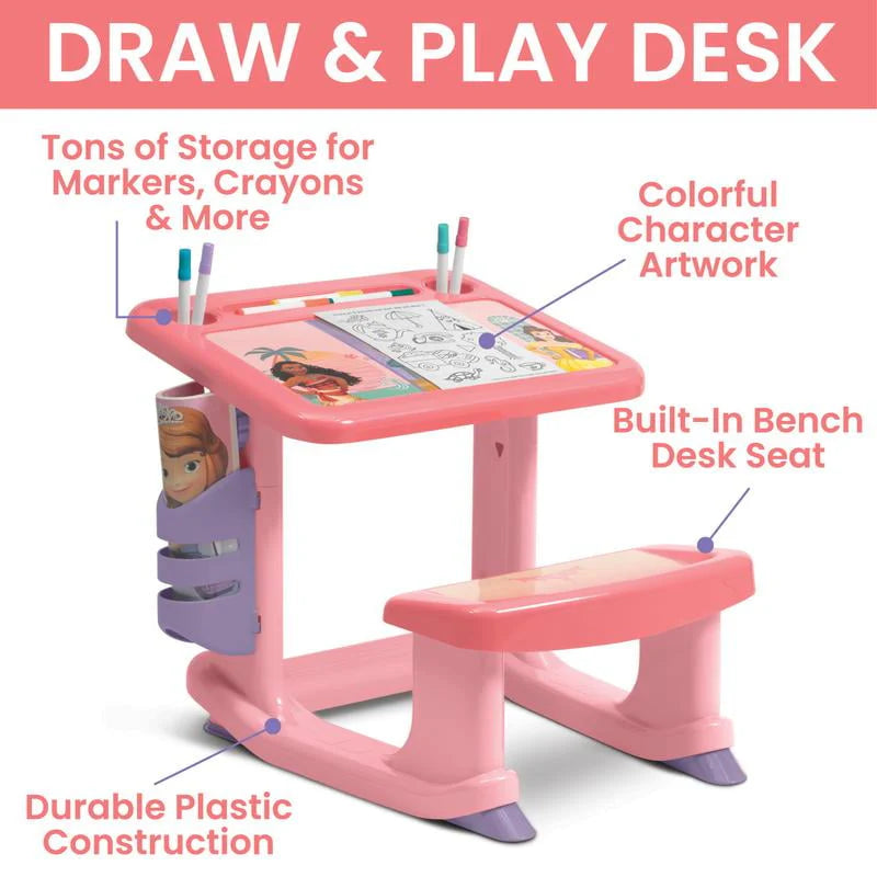 Pink 3-Piece Toddler Art & Play Set with Desk, Storage Station & Toy Box D98906