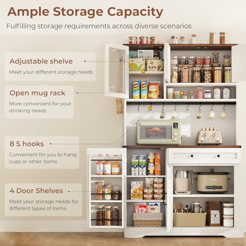 Black Kitchen Pantry Cabinet with Drawer and Doors G25566
