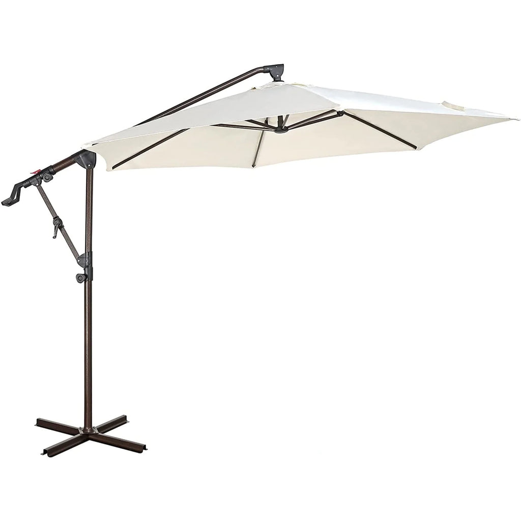 10ft Offset Hanging Patio Umbrella with Aluminum Stand Y207