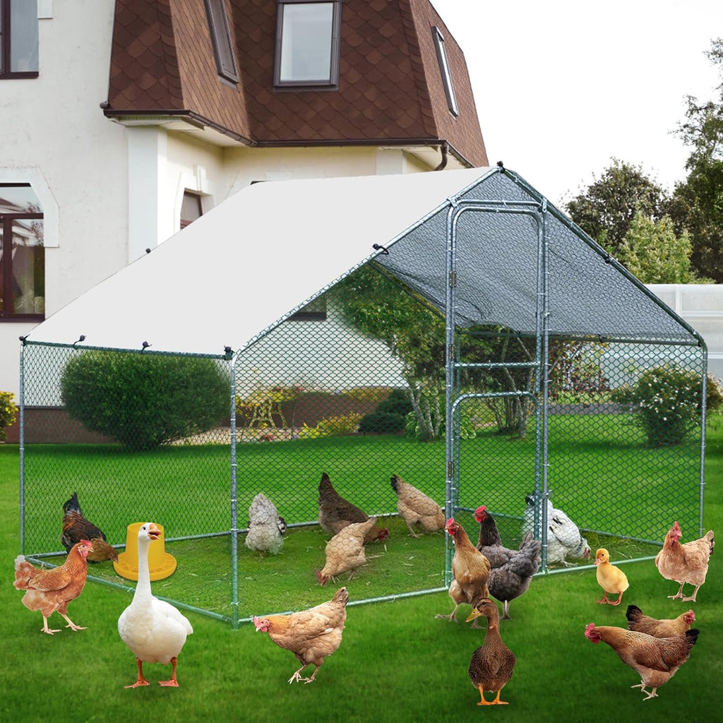 Large Metal Chicken Coop with Anti-UV Cover (9.8 * 6.6FT) X406207
