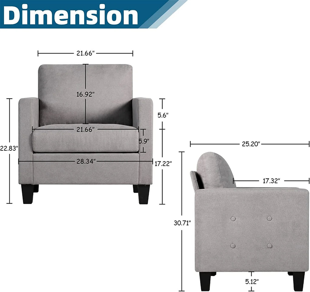 Light Gray Button Tufted Accent Arm Chair D99162