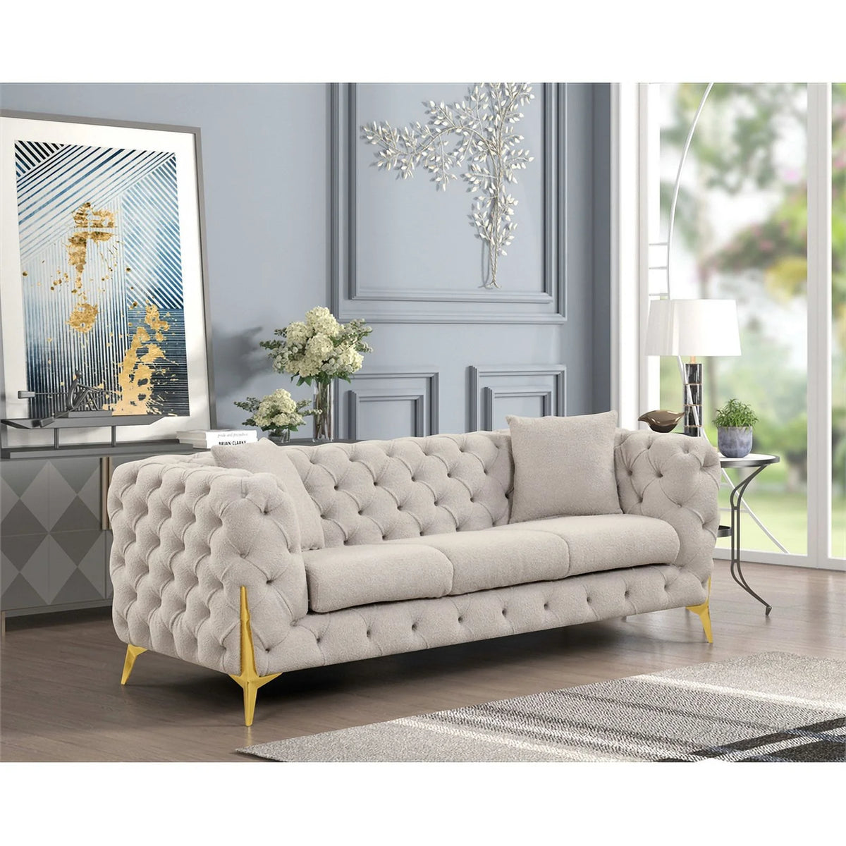 Light Gray 2 PC Wood Living Room Set S261815