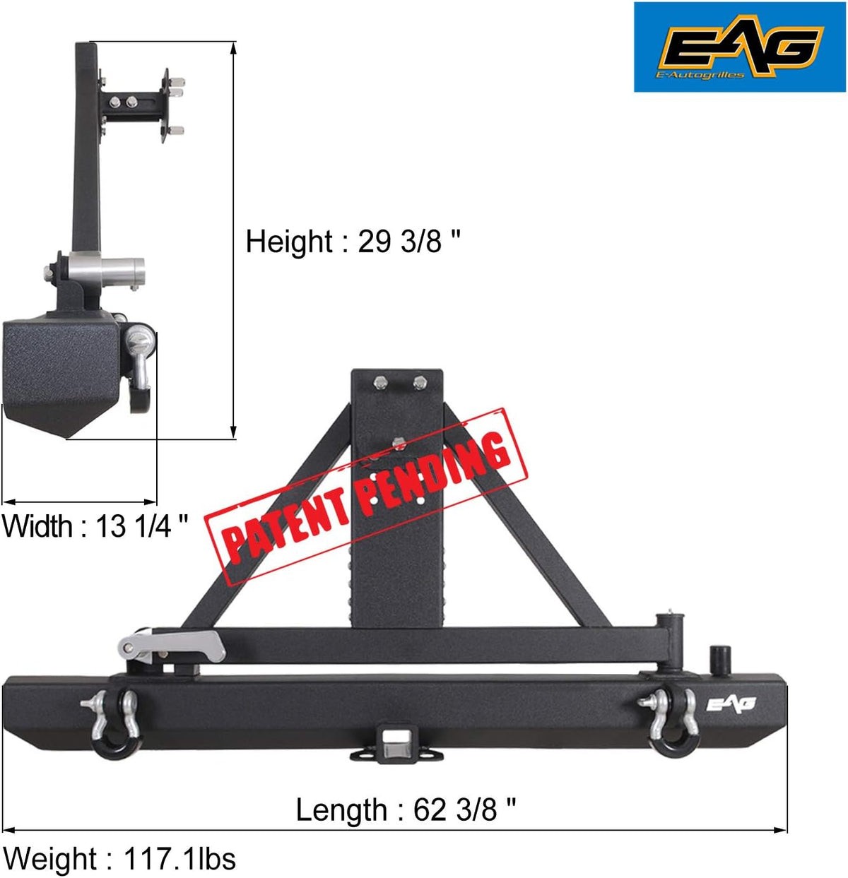 Black Textured Rear Bumper with Tire Carrier E1974