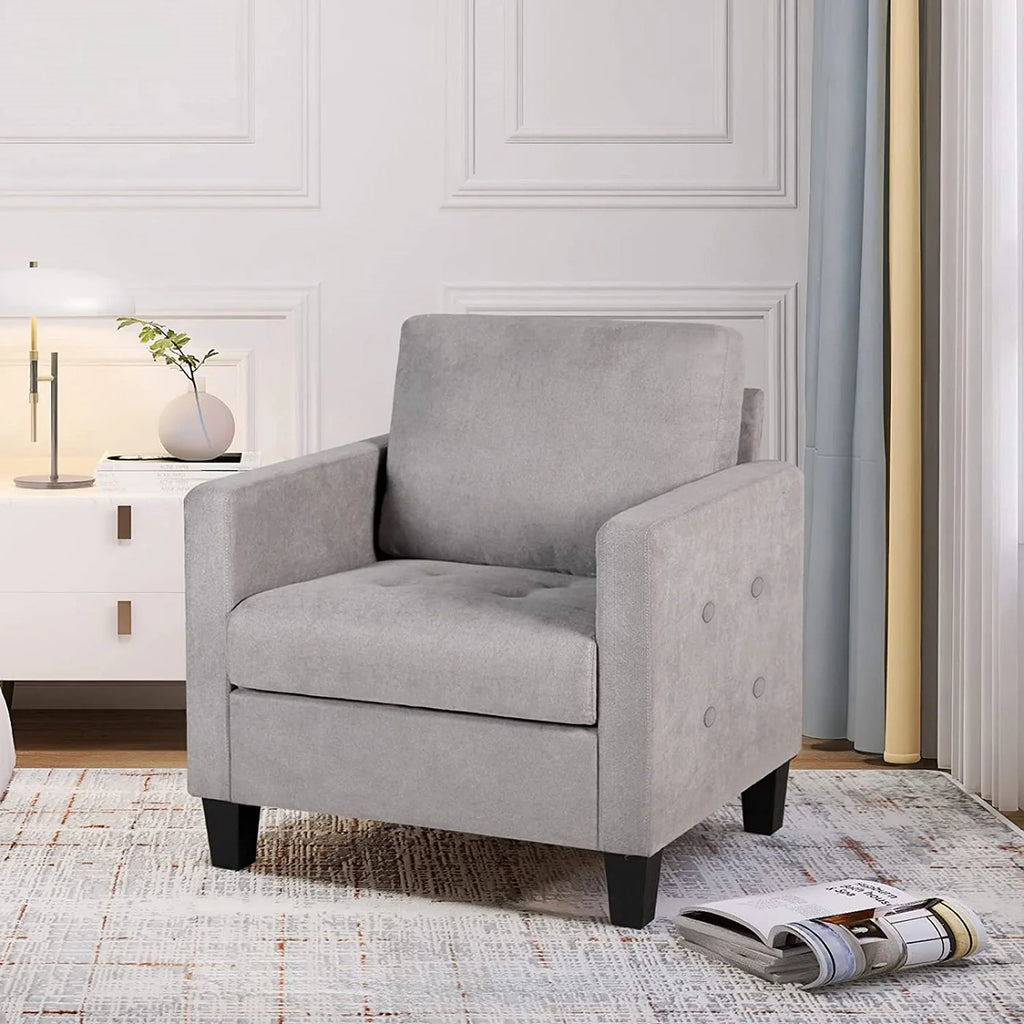 Light Gray Button Tufted Accent Arm Chair D99162