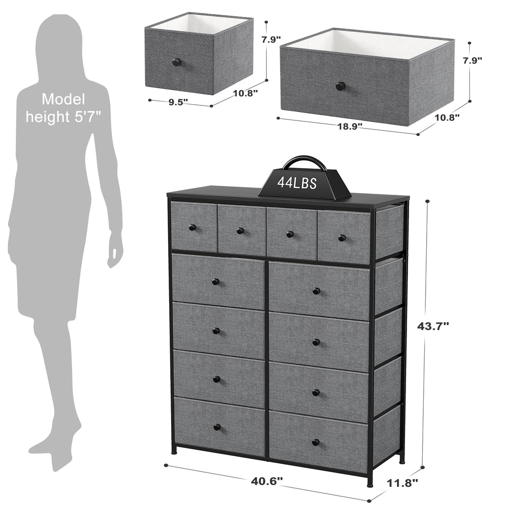 9 Drawer Fabric Dresser with Shelves E853397