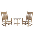 3 Piece All Weather Poly Lumber Outdoor Rocking Chairs Set with Side Table Y12534