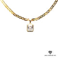 14K Bonded Gold Mariner Chain Necklace with Diamond Charm and Gift Box/Bag X3108