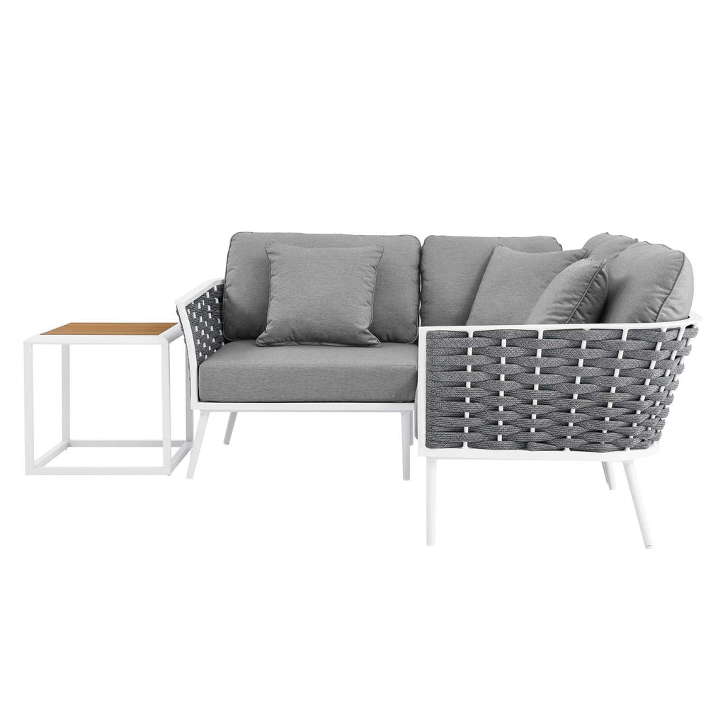 4 Piece White Gray Aluminum Patio Sectional Sofa Set K942726