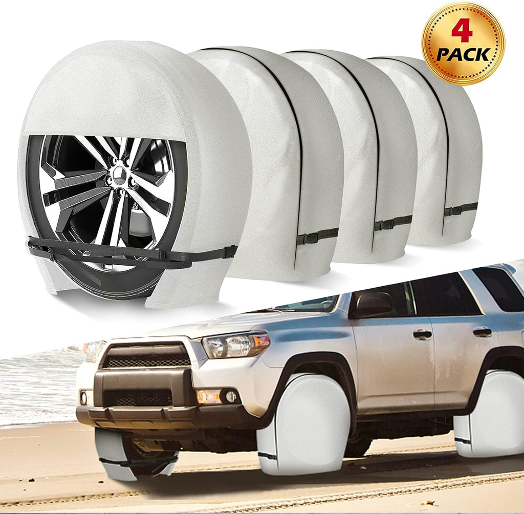 Waterproof Heavy Duty Vinyl RV Tire Covers Set of 4, Diameter 32" - 34.75", Black K5287