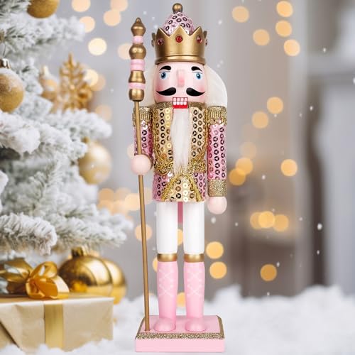 Pink Wooden Nutcracker Figure, 12” V101