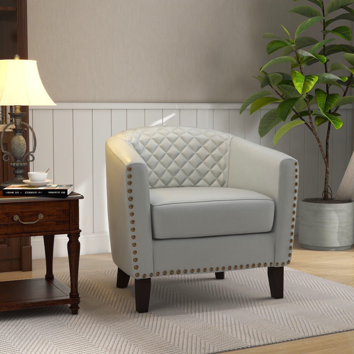 White PU Leather Accent Arm Chair C78148