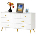 White and Gold 7 Drawer Wood Dresser Y929343