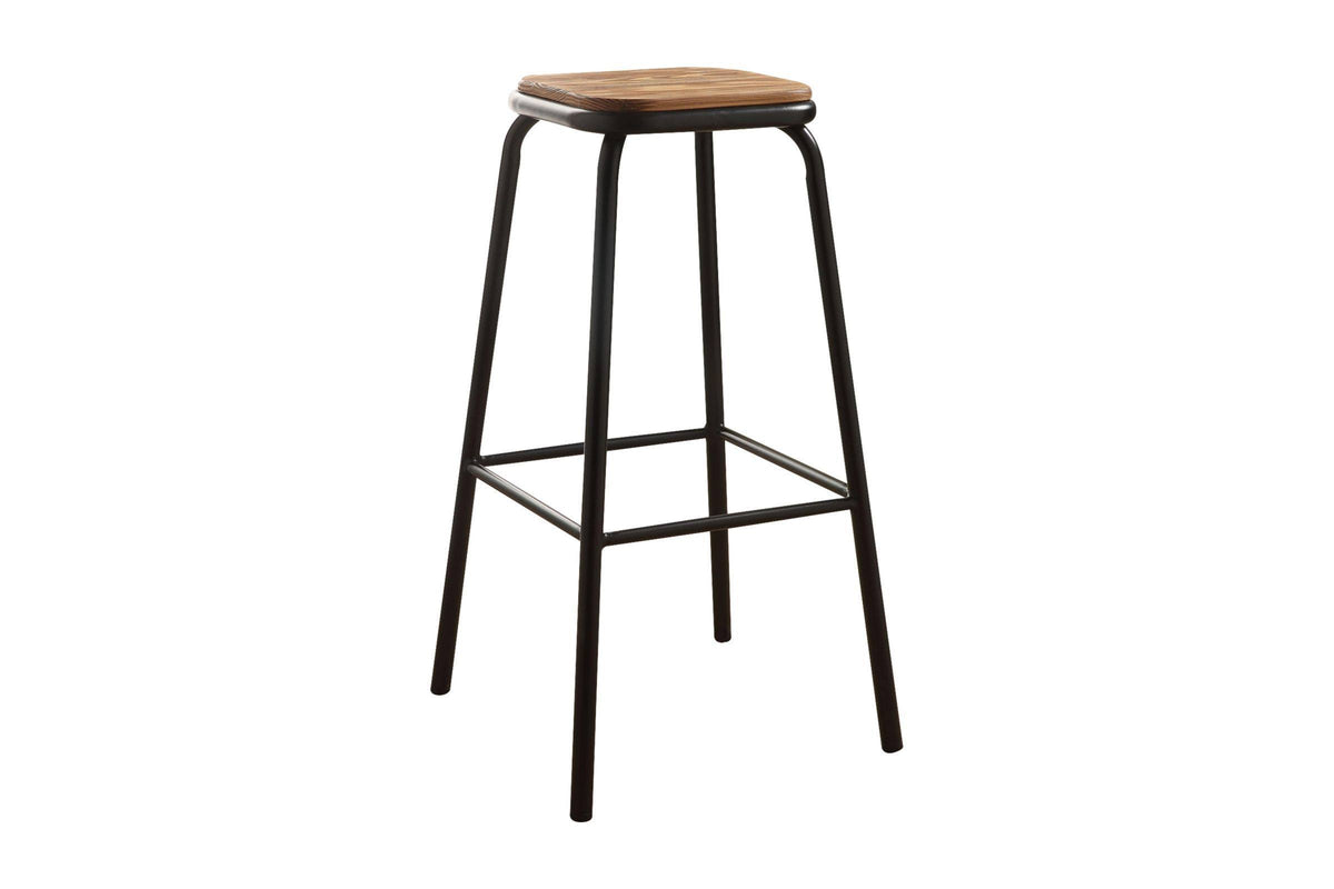 Natural & Black Bar Stool Set of 2 U7523