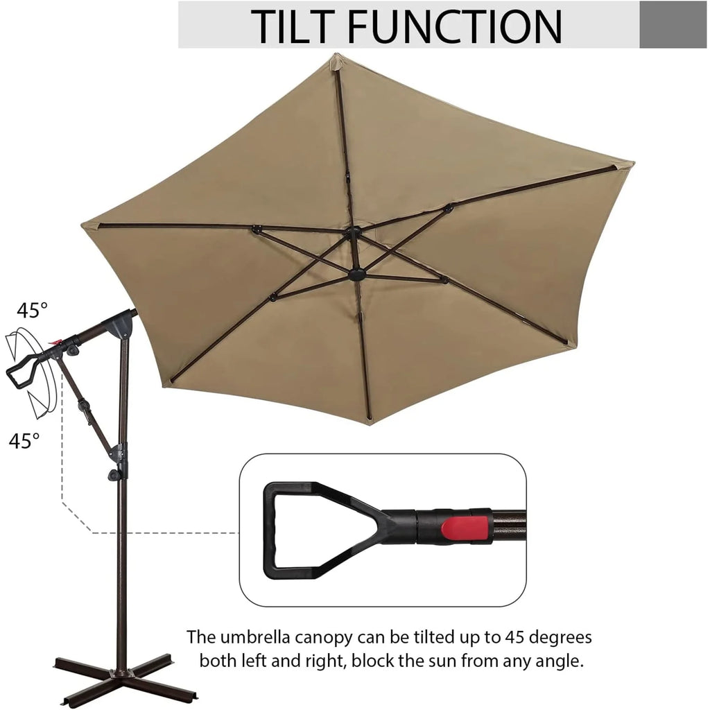 10ft Offset Hanging Patio Umbrella with Aluminum Stand Y207