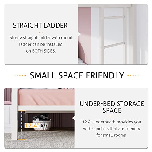 Black Twin Over Full Size Loft Bunk Bed with Ladder and Guardrail A814092